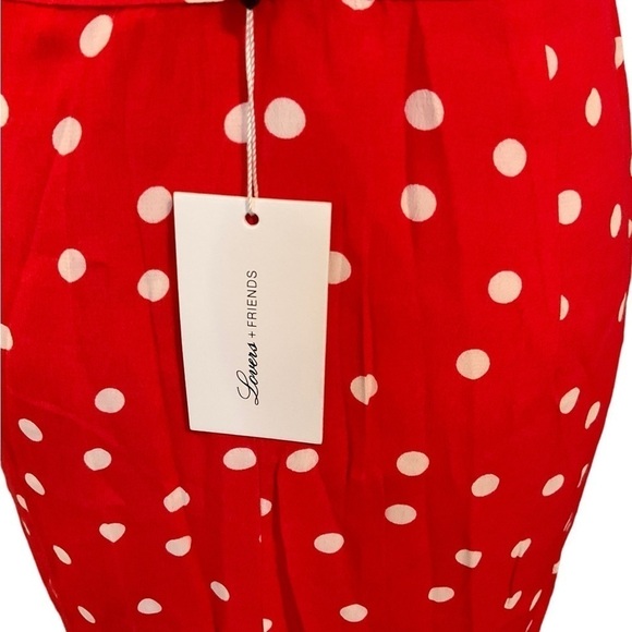Lovers + Friends Bridget Red White Midi Dress (missing belt) Sz Small Faux Wrap - Picture 12 of 15